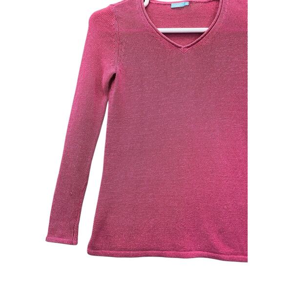 J. McLaughlin Sweater Women’s Pink V-Neck Open Knit Pullover Size XS - Picture 3 of 11